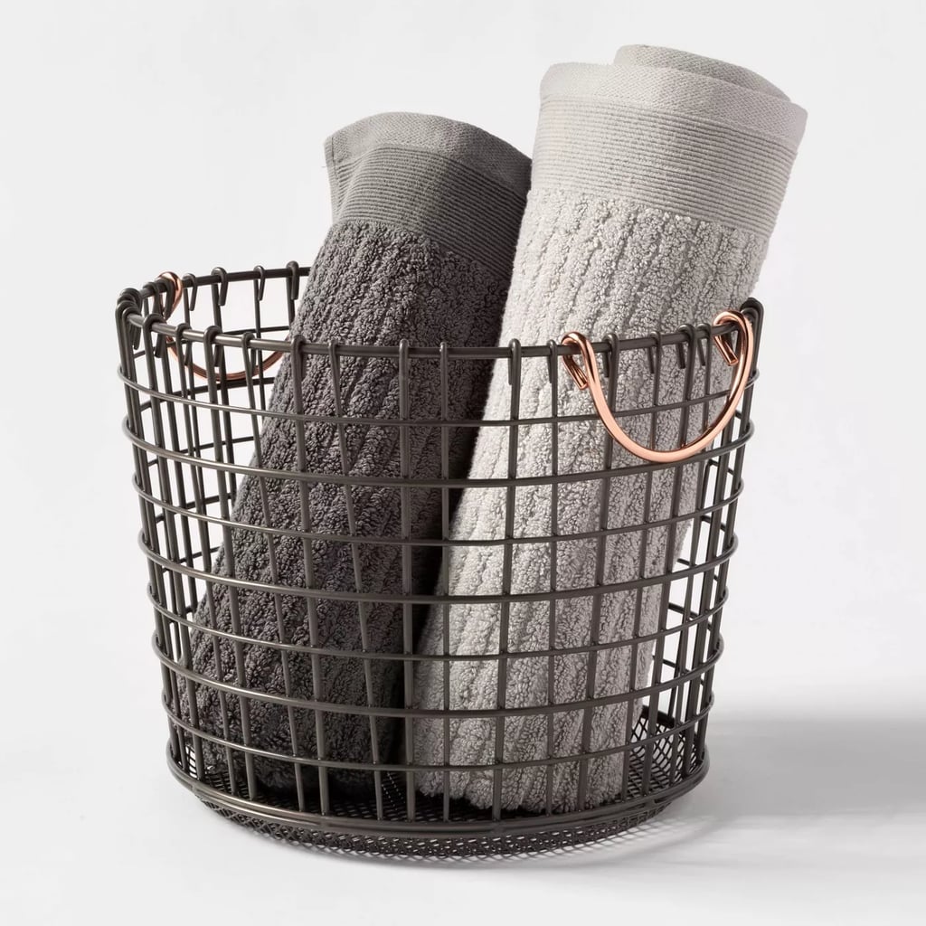 Threshold Wire Round Basket Copper Handle With Mesh Bottom