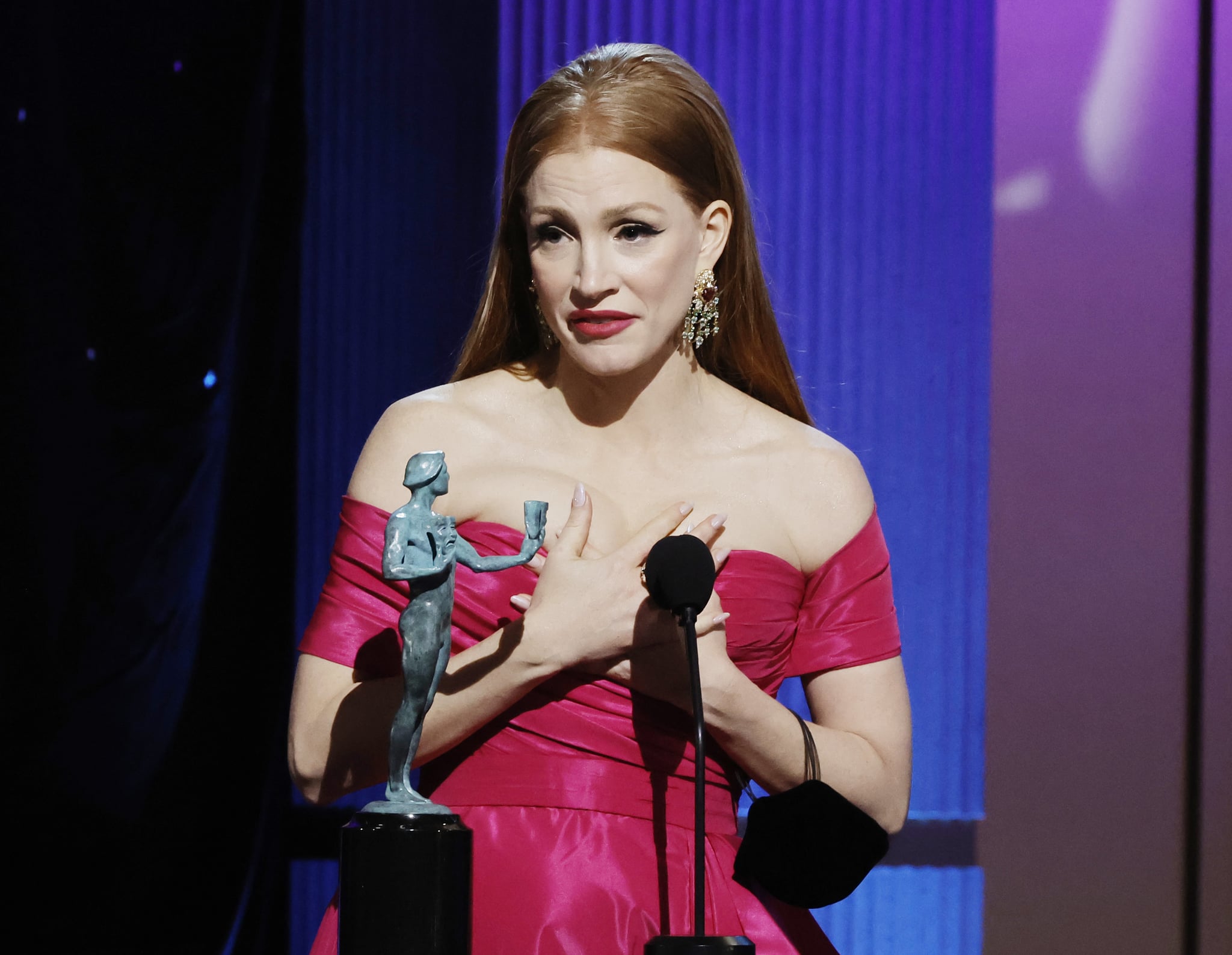 LOS ANGELES, CALIFORNIA - FEBRUARY 26: Jessica Chastain accepts the Outstanding Performance by a Female Actor in a Television Movie or Limited Series award for 