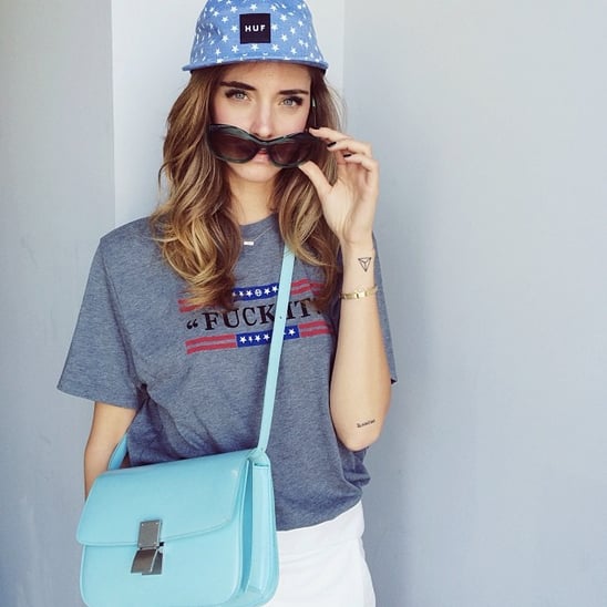 A printed snapback is cute and totally brunch-casual when you're in the mood for a graphic tee and comfortable, movable shorts.
Source: Instagram user chiaraferragni