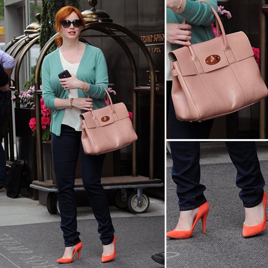 Christina Hendricks Orange Pumps Popsugar Fashion