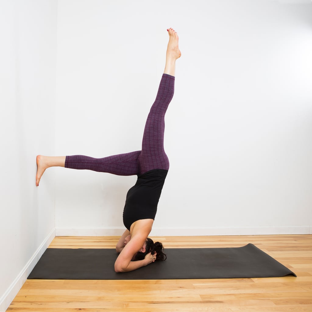 One-Legged Bound Headstand Against a Wall | How to Do Headstand in Yoga ...