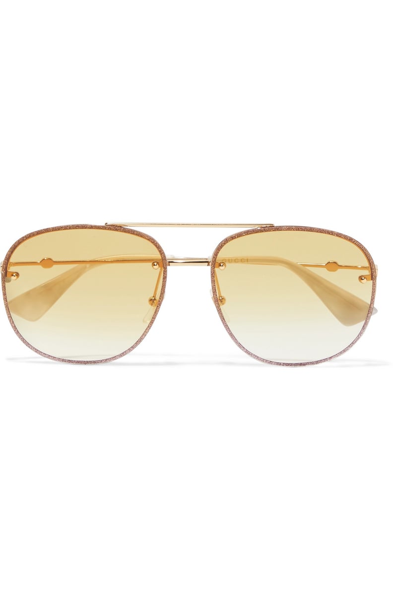 GUCCI Aviator-style gold-tone sunglasses