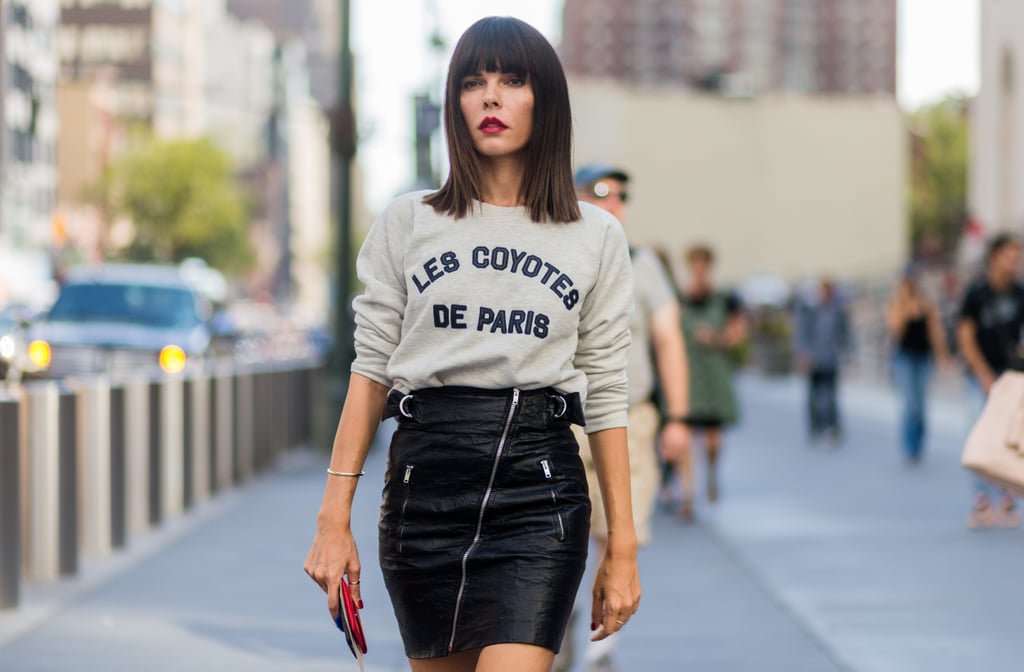 Evangelie Smyrniotaki Wore a Les Coyotes De Paris Jumper With a Leather Skirt