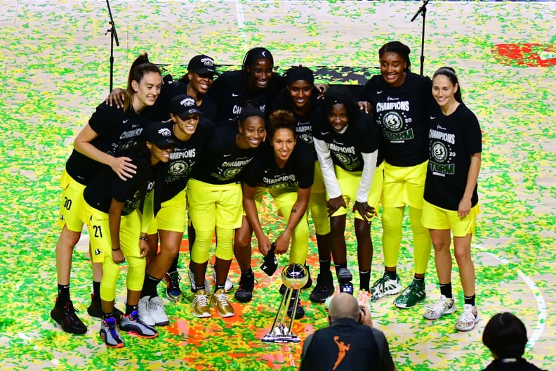 Sue Bird Posing With Seattle Storm Teammates After Winning the 2020 WNBA Finals