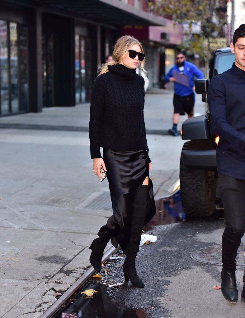 Gigi Hadid in Long Black Skirt