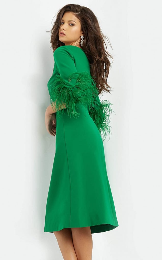 Jovani Short Feathered Sleeve Cocktail Dress