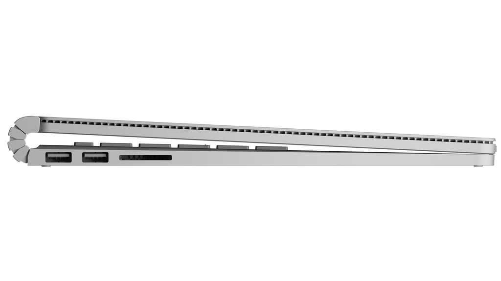 The "dynamic fulcrum hinge" that lets the Surface Book be more flexible.