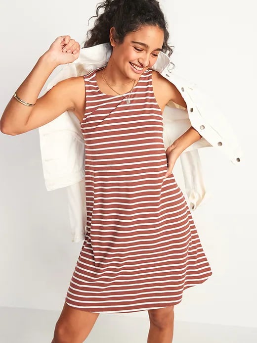 Old Navy Striped Jersey-Knit Sleeveless Swing Dress