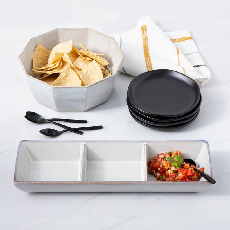 Stoneware Reactive Divided Serving Tray