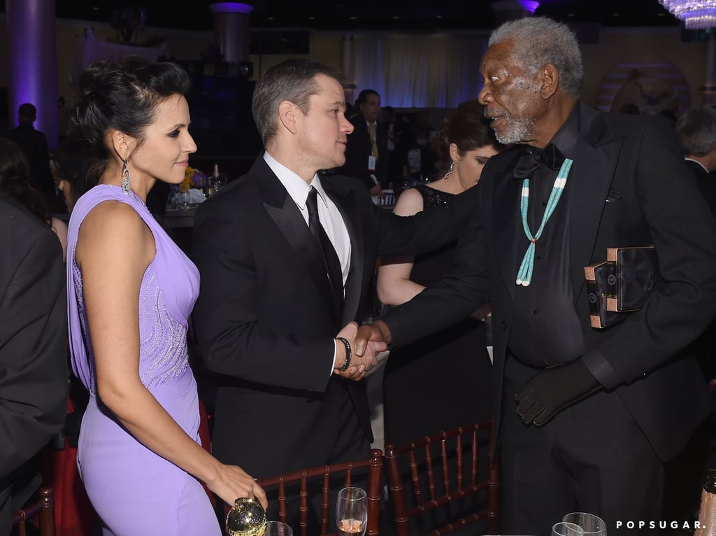 Matt and Luciana Damon chatted with Morgan Freeman.