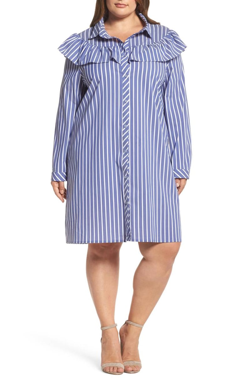 Glamorous Ruffle Stripe Shirtdress