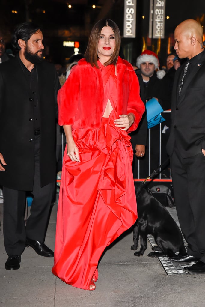 Sandra Bullock Red Dress at Bird Box Screening 2018