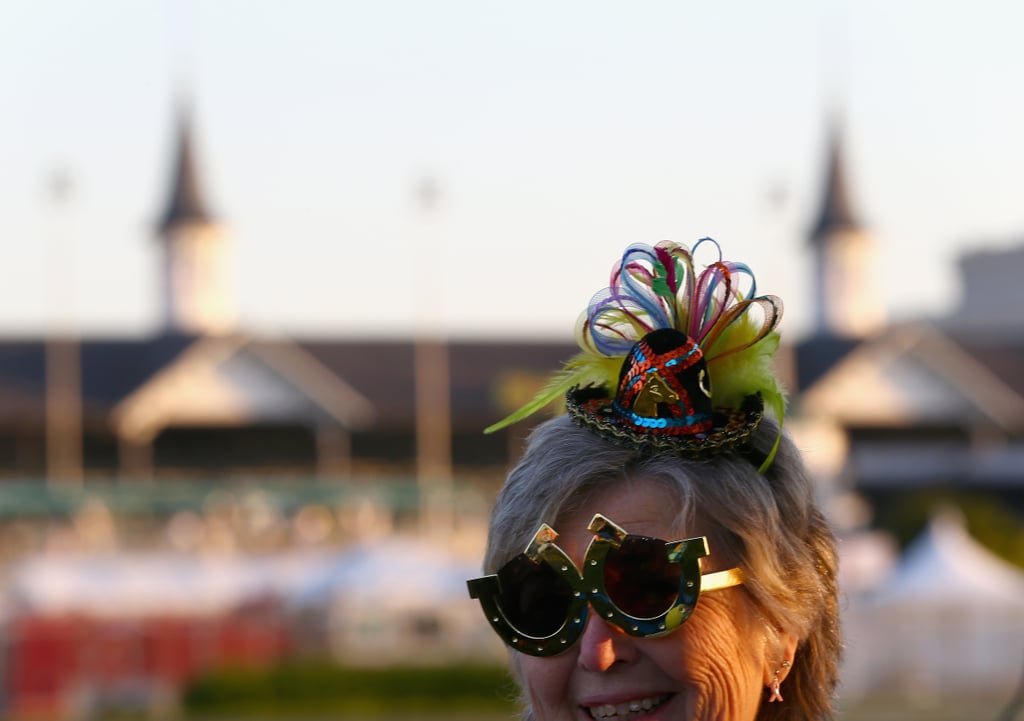 A woman wore a teeny, tiny hat for morning training in 2014.