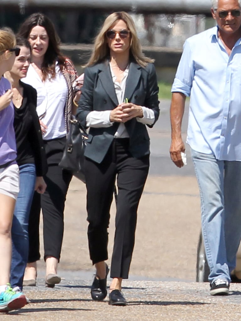 Sandra Bullock showed off lighter locks on set in New Orleans on Tuesday.
