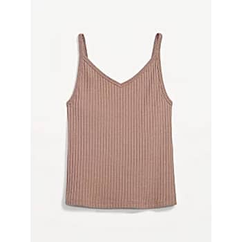 Rib-Knit V-Neck Matching Sweater Tank Top for Women