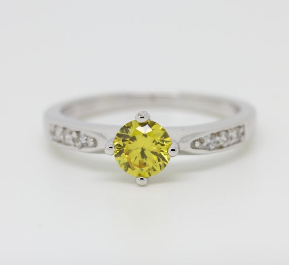 Yellow Citrine Solid Sterling Silver  Ring