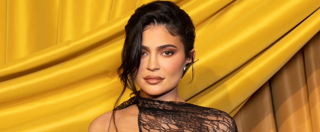 Kylie Jenner's Sheer Black Lace Mugler Dress at Fashion Week