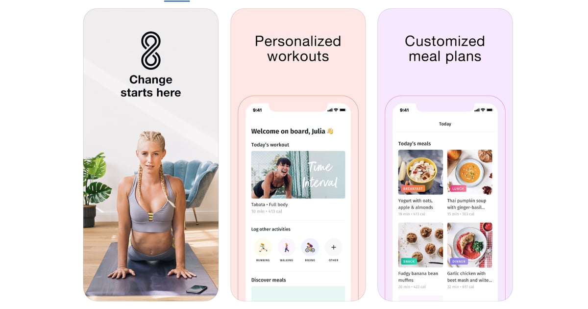 8fit Workouts & Meal Planner Best Fitness Apps For the Gym POPSUGAR