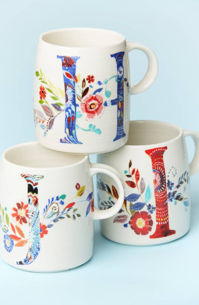 Anthropologie Petal Palette Monogram Mug