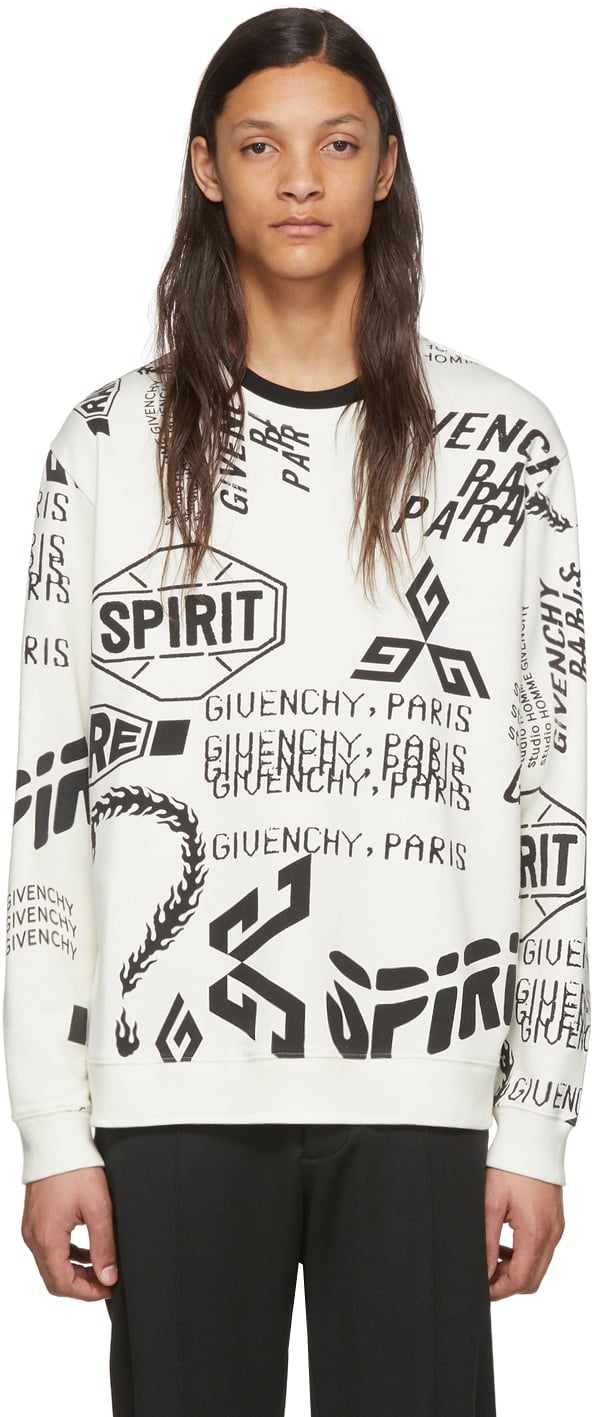 Givenchy Black & White Spirit Print Sweatshirt