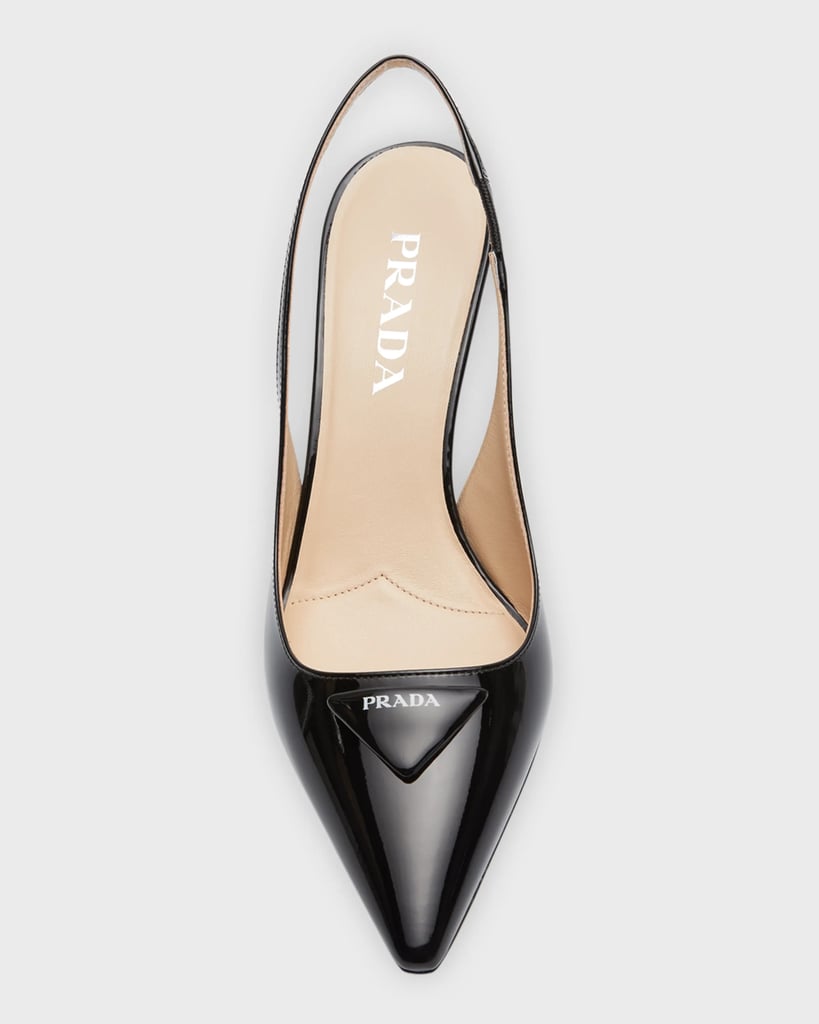 Prada Patent Logo Slingback Pumps