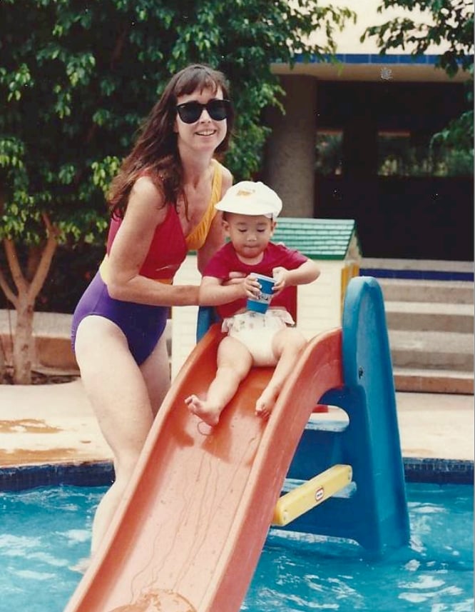 "This photo of my mom and me is one of my favorites. I love her big sunglasses and stylish one-piece. When I was little, my sister and I used to tease my mom for wearing those big sunglasses. We called them 'bug eyes'— kids can be so mean! But now my sunglasses are even bigger than hers. It just goes to show, you shouldn't listen to other people's opinions when it come to style. You should embrace your own."
— Stephanie Wong