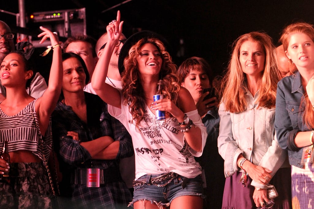 She, Solange, and Maria Shriver enjoyed Jay Z's performance at Coachella in April 2010.