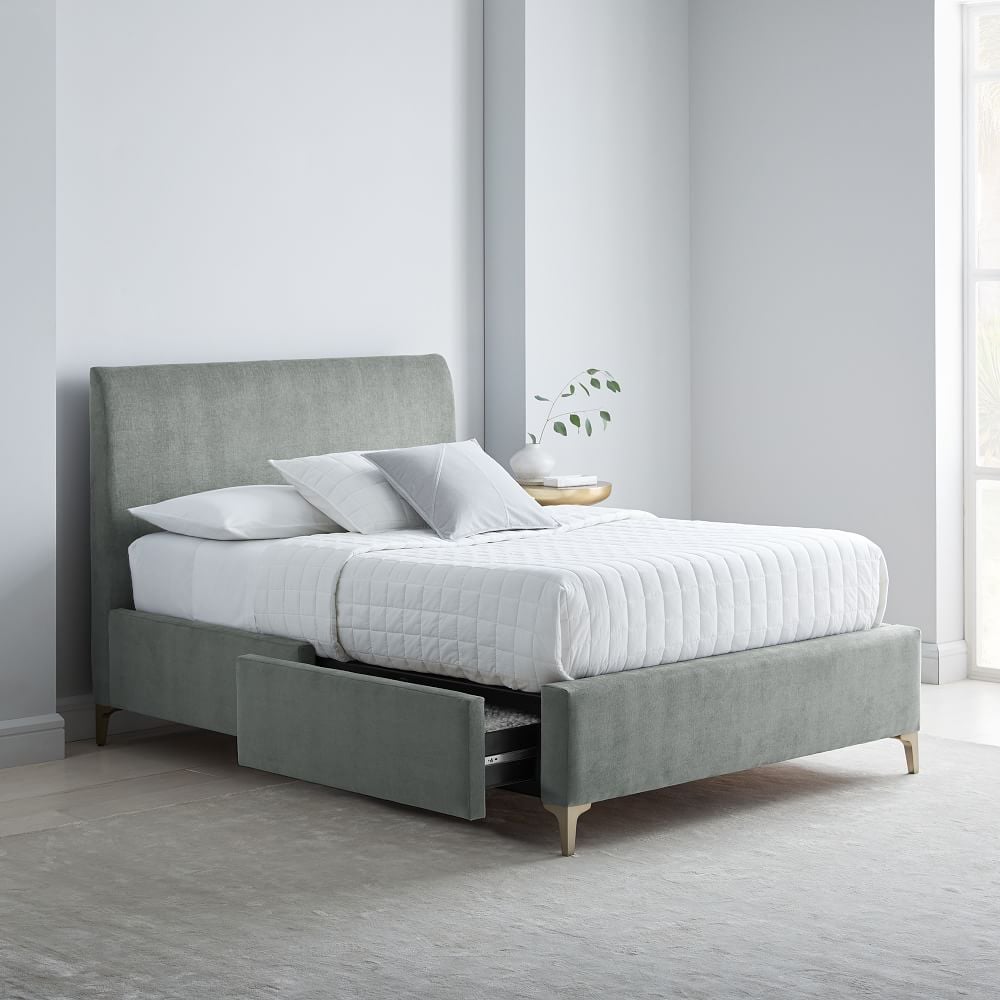 West Elm Andes Deco Upholstered Storage Bed