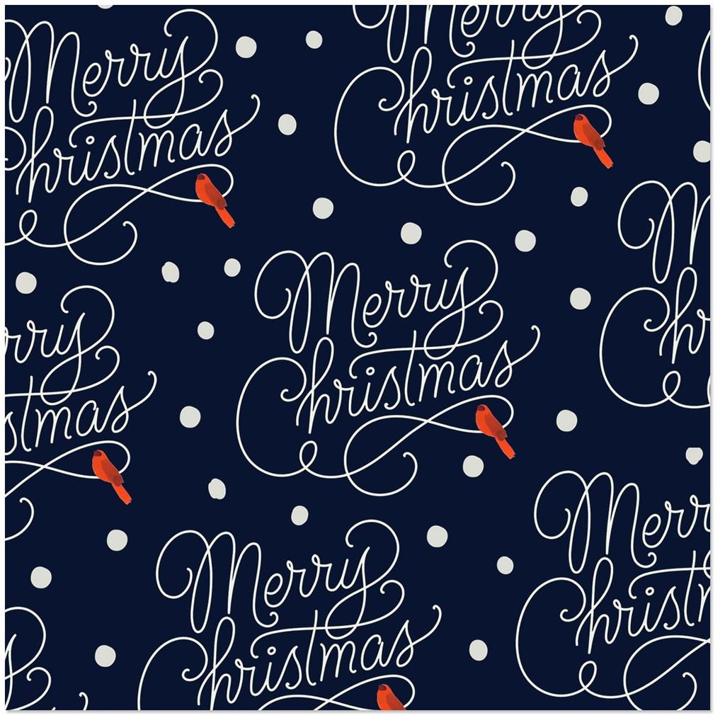 Merry Christmas Navy Christmas Wrapping Paper Roll