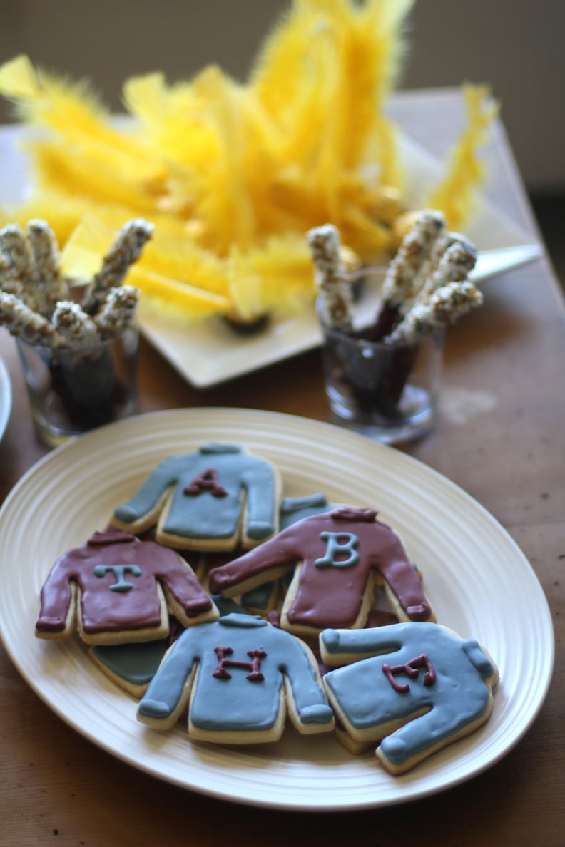 Serve these Mrs. Weasley ugly Christmas sweater cookies.