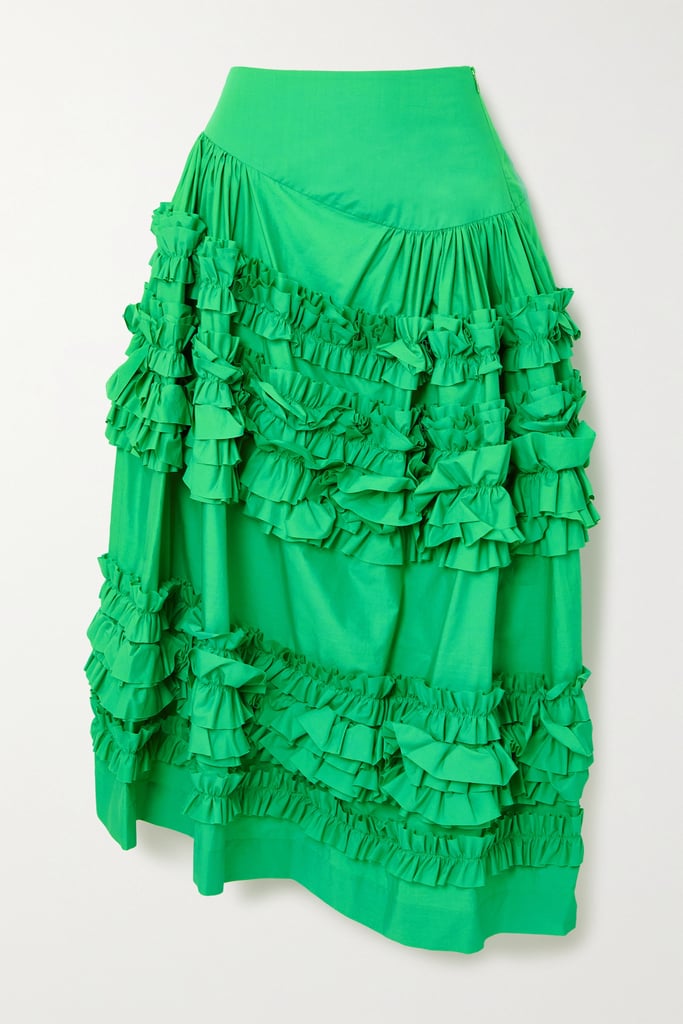 Molly Goddard Otis Asymmetric Ruffled Cotton Midi Skirt
