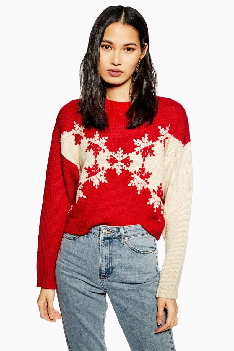 Topshop Christmas Snowflake Chevron Jumper