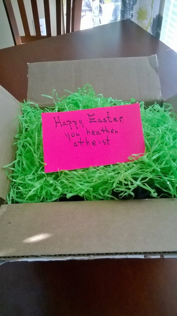 "My mom sent me an Easter care package."