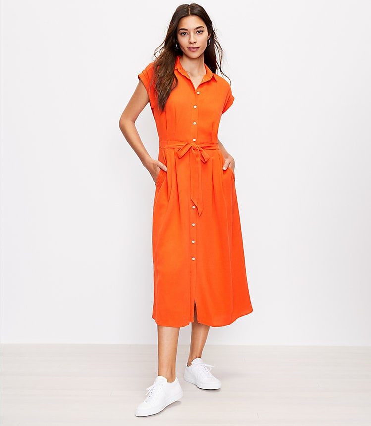 Loft Belted Pocket Midi Shirtdress | Flattering Dresses For Large Busts ...