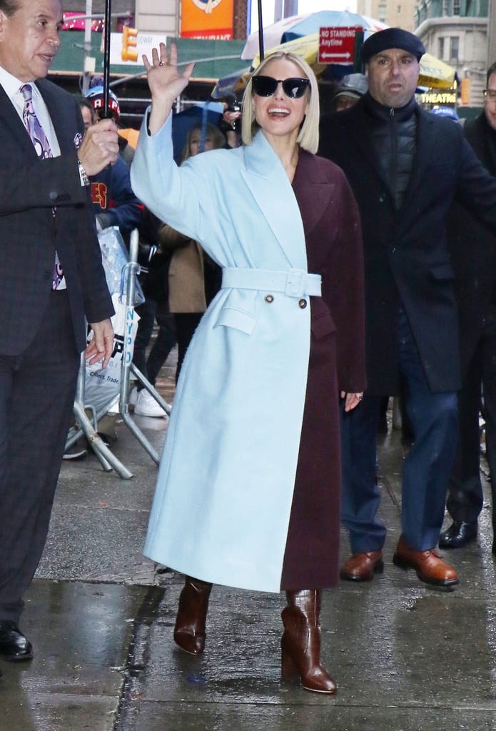 Kristen Bell's Blue and Purple Coat's Giving Us Frozen Vibes