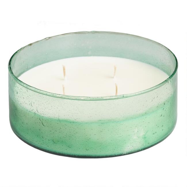 Large Aqua Green Bubble Glass Citronella Candle Best Citronella