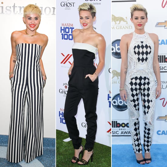 miley cyrus black and white dress