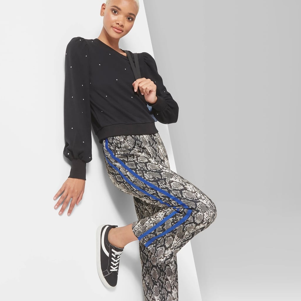 Faux Snakeskin Side Stripe Pants