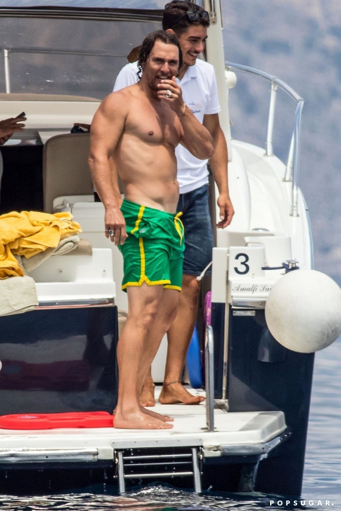 Matthew McConaughey Shirtless on a Boat in Italy June 2018