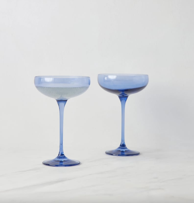 For Champagne Toasts: Estelle Colored Glass Stem Coupe Set