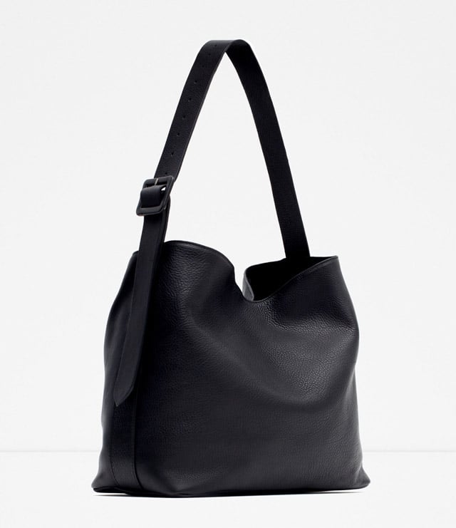 Zara Leather Bucket Bag w/ Buckle (119) Spring Handbag Trends 2016