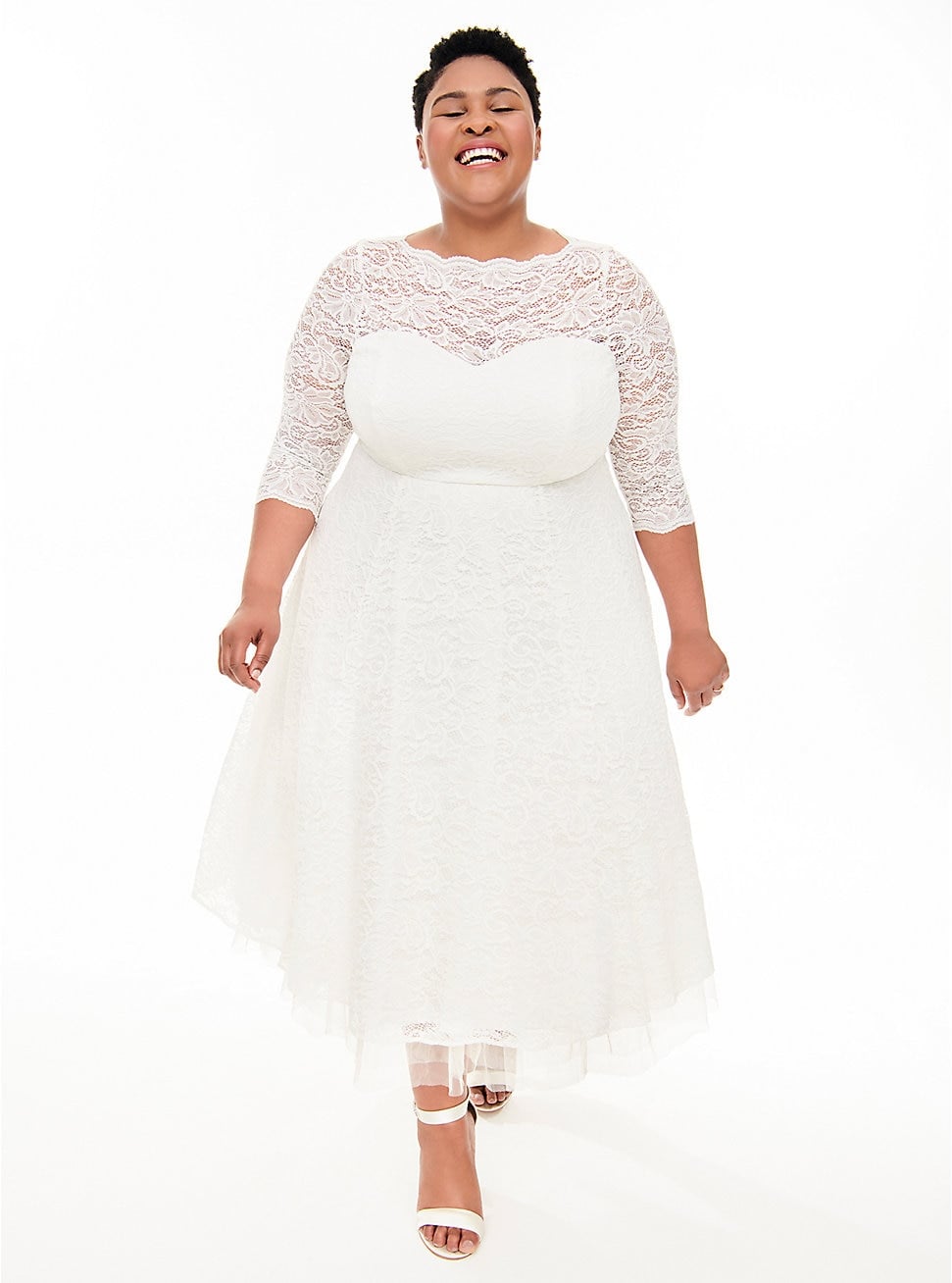 Torrid special occasion white lace top gown