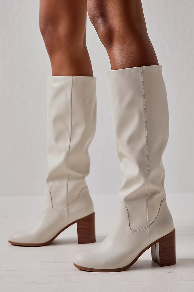 A Comfy White Boot: Free People Walk This Way Vegan Slouchy Tall Boots