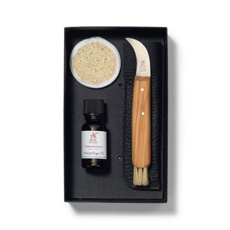 Olive Wood Mushroom Knife Gift Set ($70)