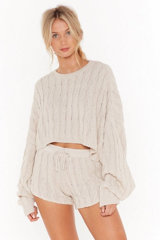 Got Cable Knit Sweater and Shorts Lounge Set