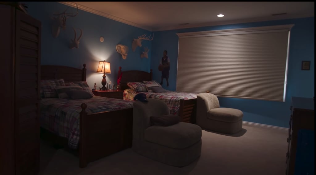 Two of his younger boys share this blue room, and I'm personally loving all the symmetry.