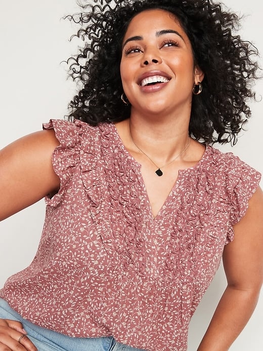 Old Navy Ruffled Floral-Print Short-Sleeve Blouse