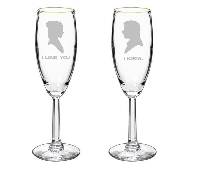 Star Wars Inspired I Love You I Know Champagne Glass Set