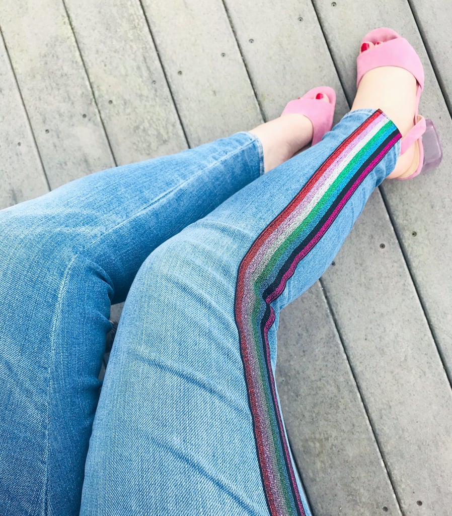 90s rainbow striped jeans