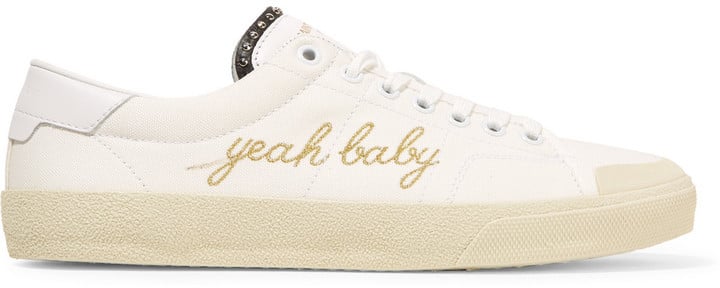 Saint Laurent Yeah Baby Leather-Trimmed Embroidered Canvas Sneakers ($545)